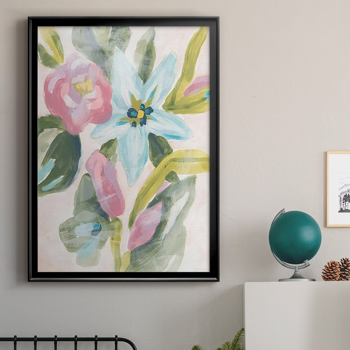 Floral Breeze Fresco  I - Modern Framed Canvas Print