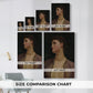 Size comparison chart for canvas art prints, showing multiple size options.