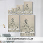 Size comparison chart for canvas art prints, showing multiple size options.