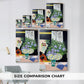 Size comparison chart for canvas art prints, showing multiple size options.