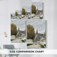 Size comparison chart for canvas art prints, showing multiple size options.