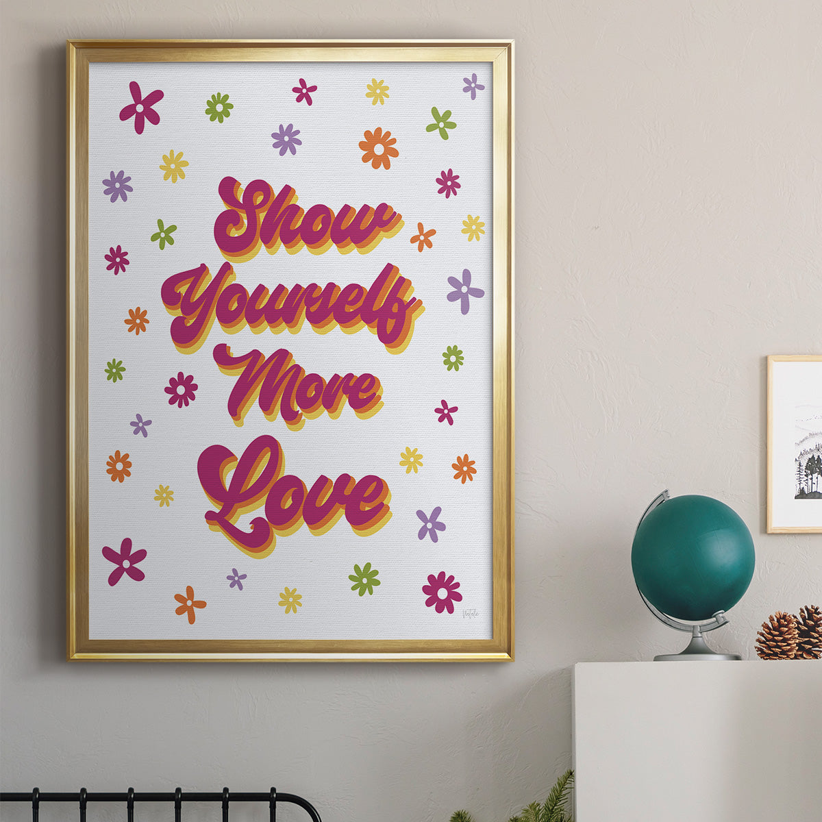Show Yourself More Love - Modern Framed Canvas Print
