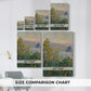 Size comparison chart for canvas art prints, showing multiple size options.