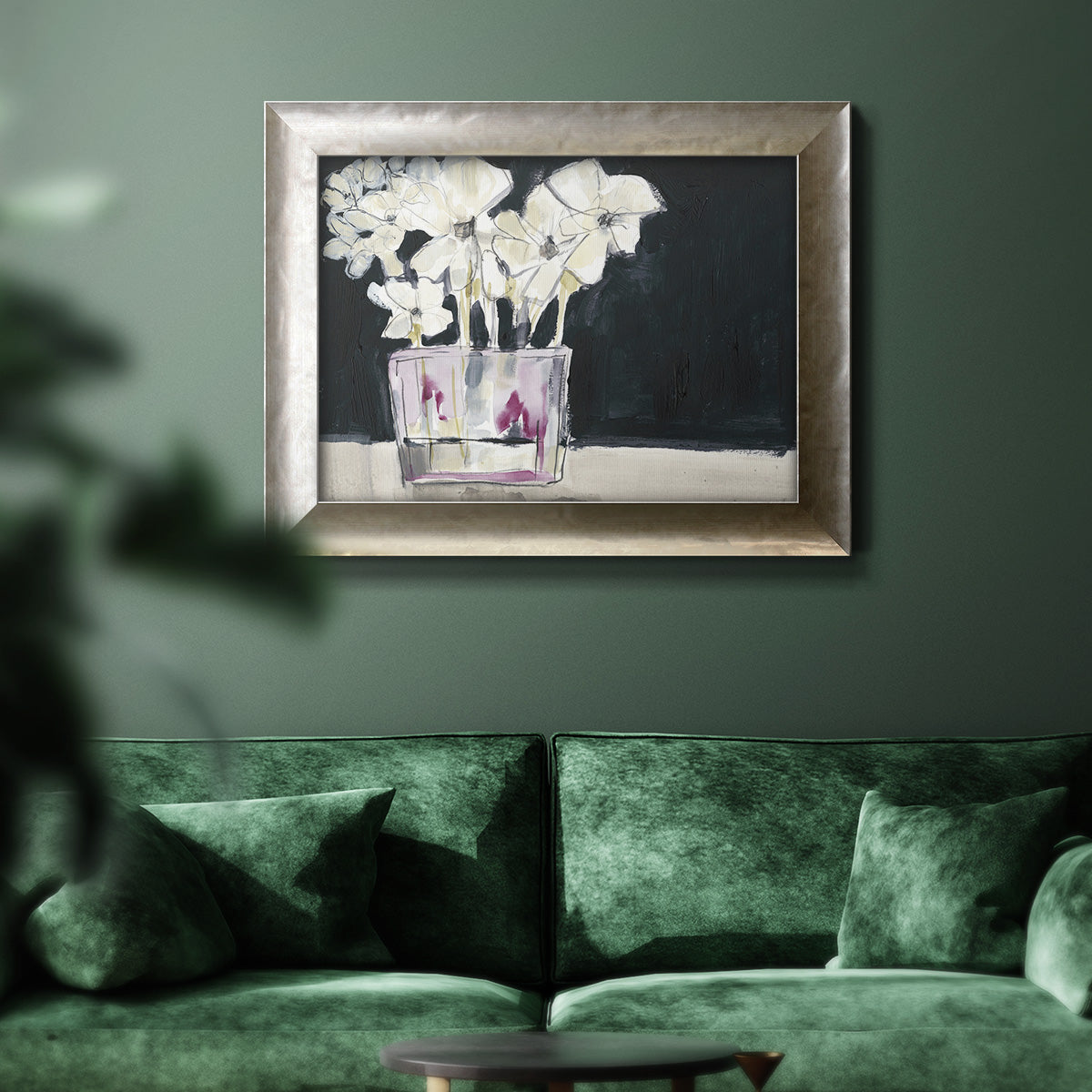 White Flowers in Fuchsia II Premium Framed Canvas- Ready to Hang