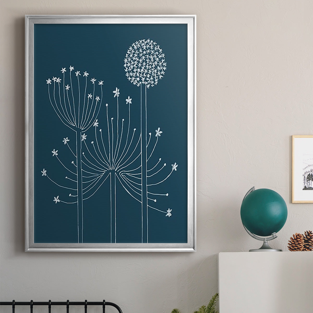 Graphic Alliums II - Modern Framed Canvas Print