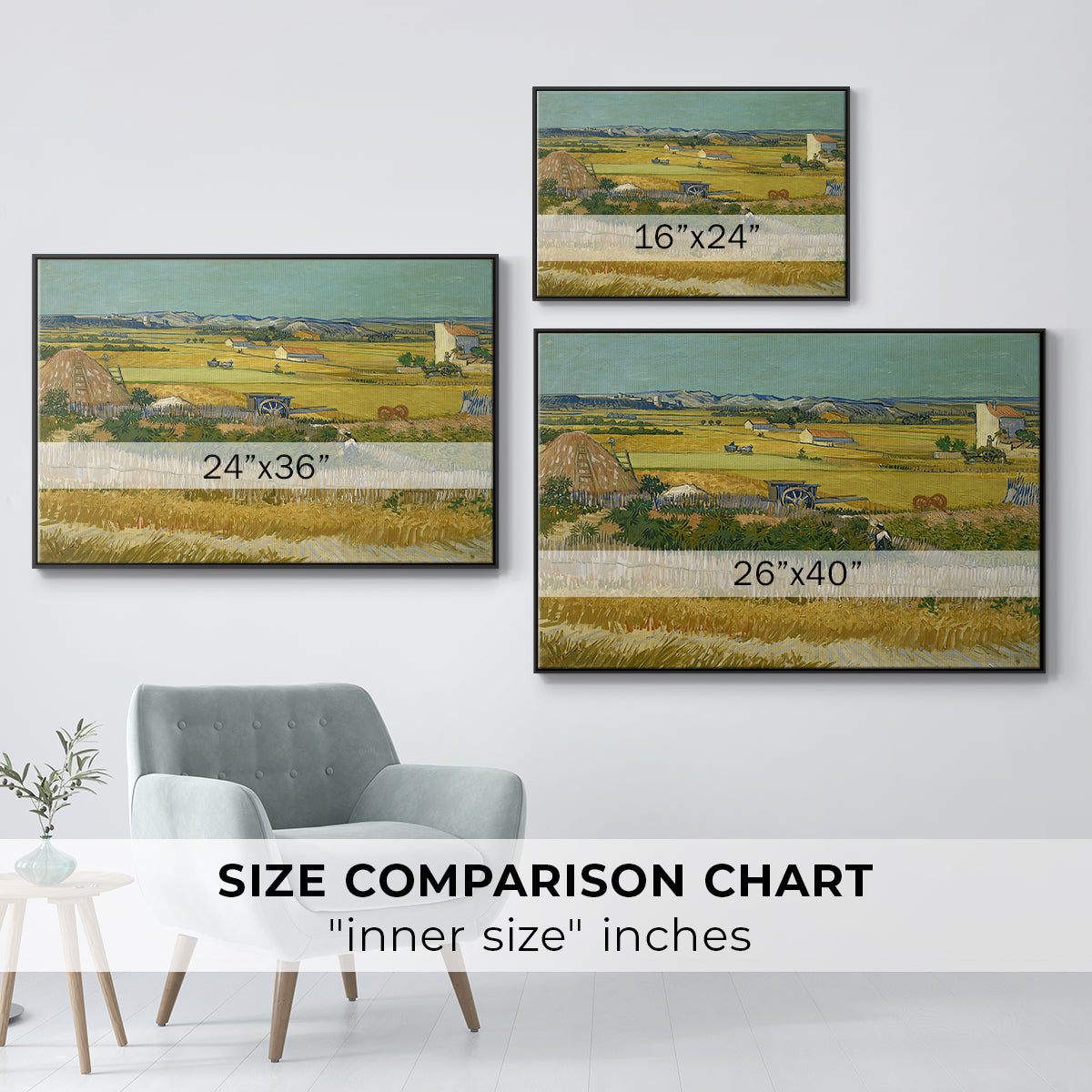 The Harvest, 1888 - Floater Framed Canvas Print