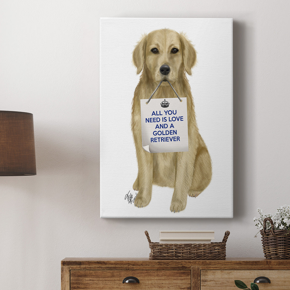 Love and Golden Retriever Premium Gallery Wrapped Canvas - Ready to Hang