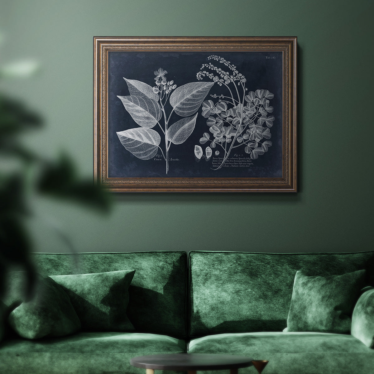 Foliage on Navy III Premium Framed Canvas- Ready to Hang