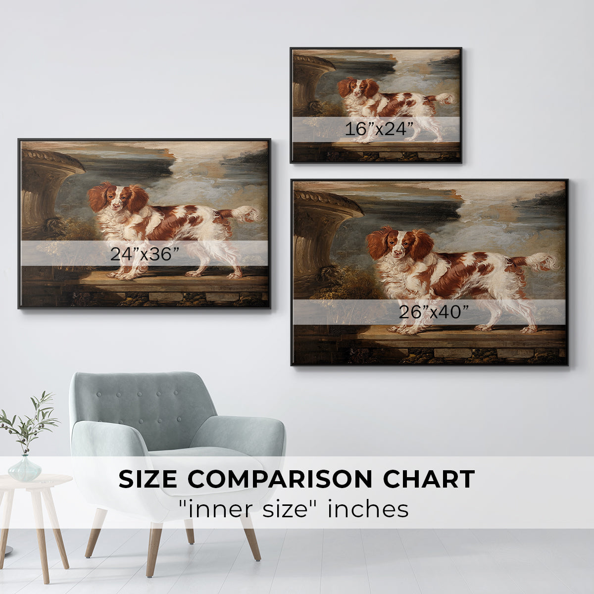 Portrait of Dash, a Favourite Spaniel, Property of Lady Frances Vane-Tempest, 1819 - Floater Framed Canvas Print