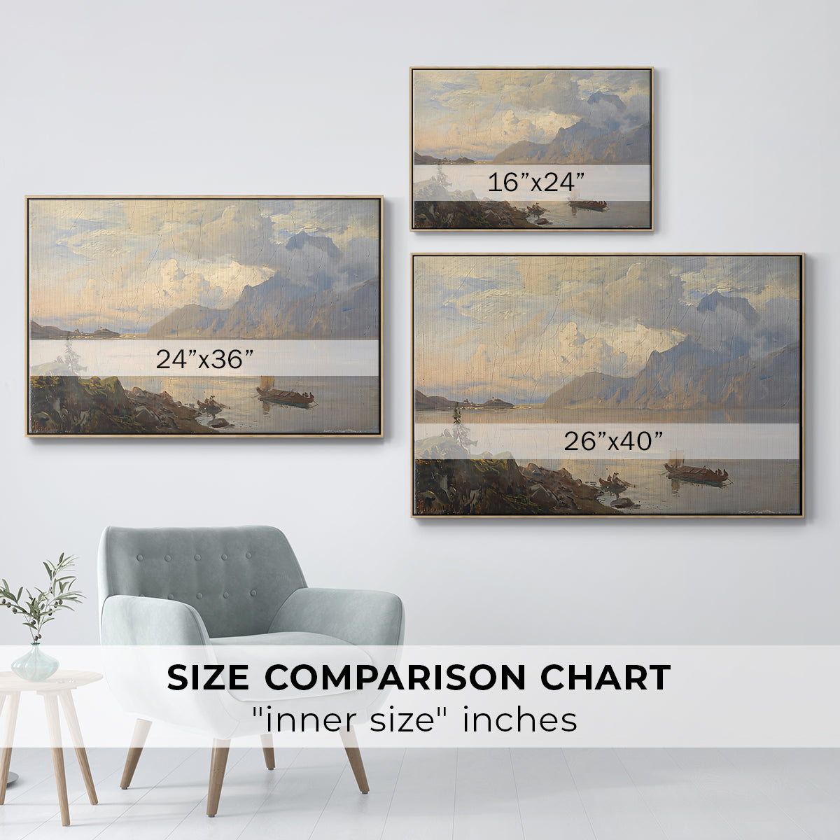 Traunsee, 1871 - Floater Framed Canvas Print