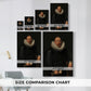 Size comparison chart for canvas art prints, showing multiple size options.