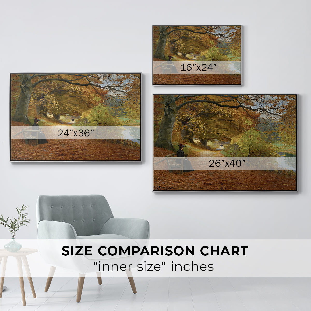 A Wooded Path in Autumn, 1902 - Floater Framed Canvas Print