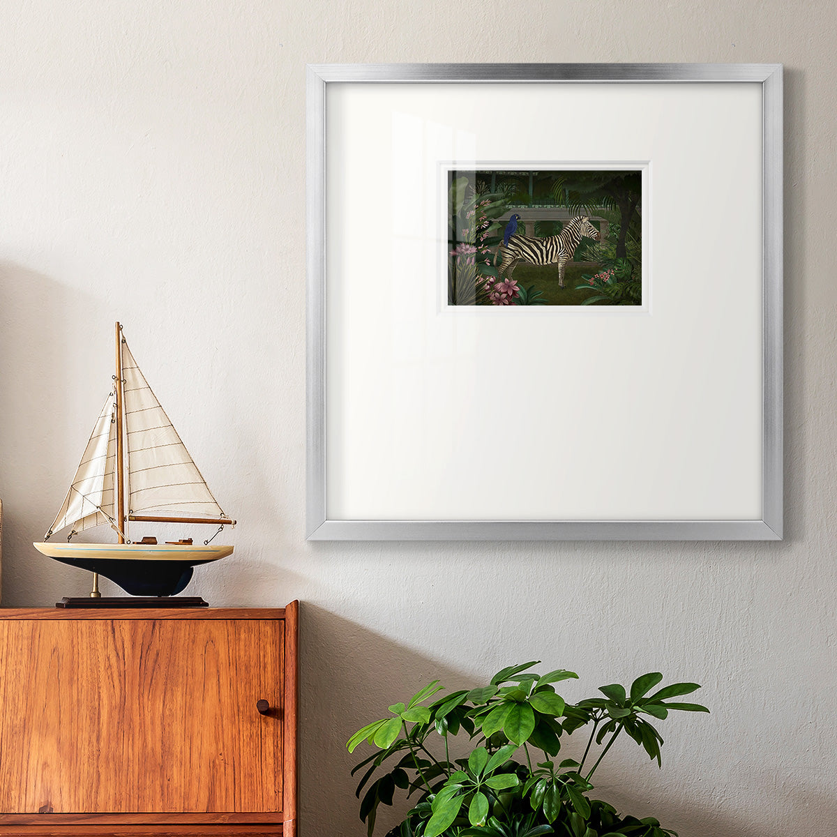 Zebra In Conservatory Premium Framed Print Double Matboard