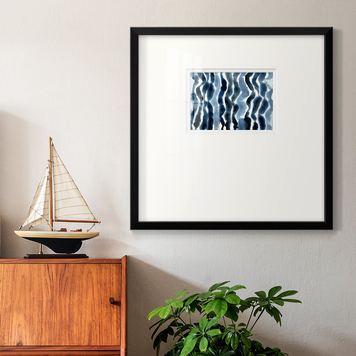 True Blue Wave I Premium Framed Print Double Matboard