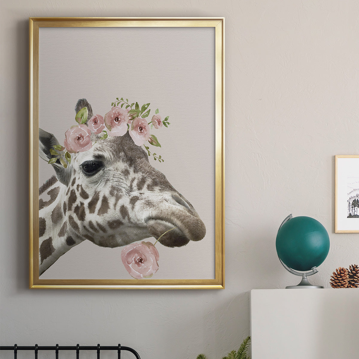 Peek A Boo Giraffe II - Modern Framed Canvas Print