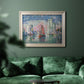 Impressionist harbor scene by Paul Signac in an ornate champagne frame displayed in a dark-toned interior setting.