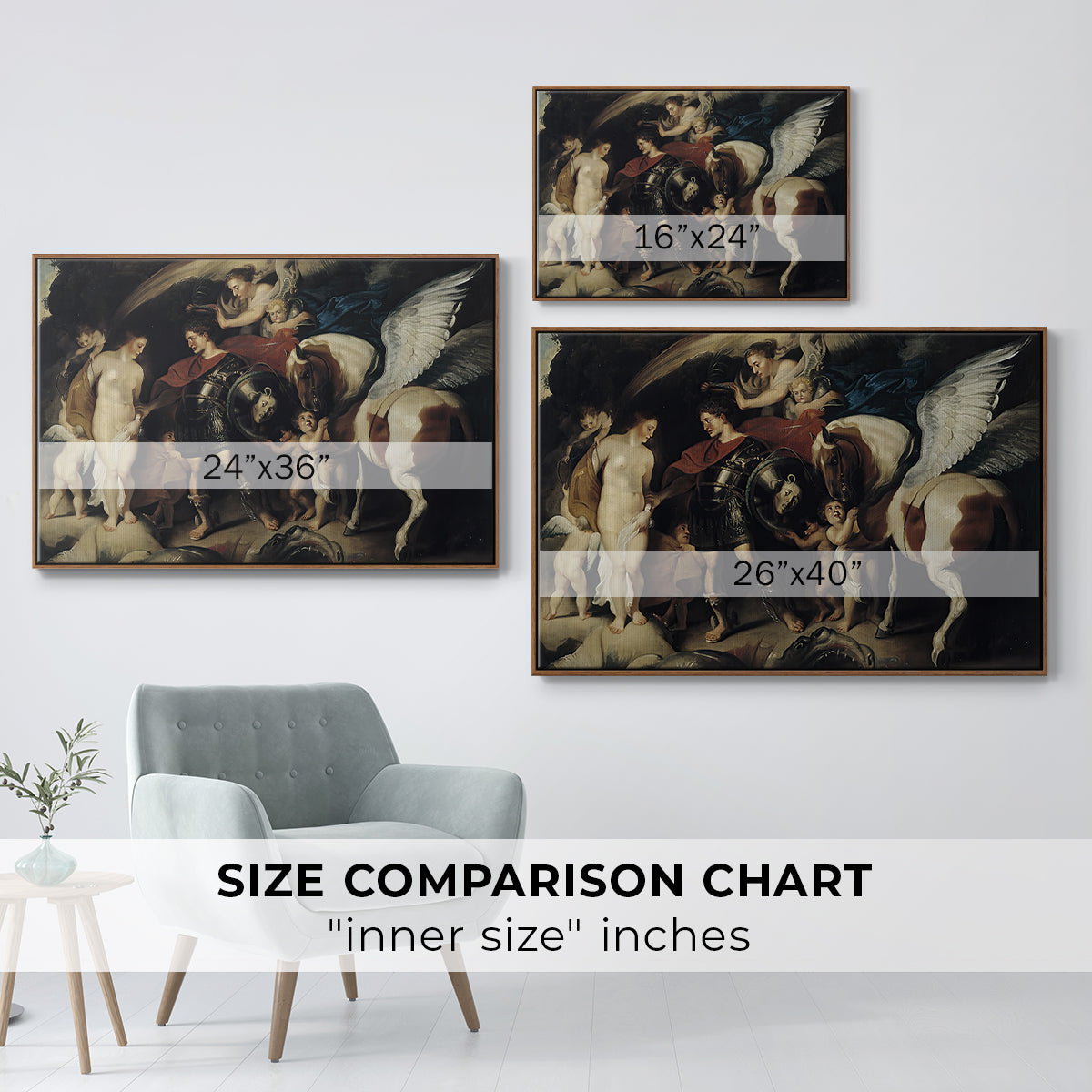 Perseus and Andromeda, c. 1620 - Floater Framed Canvas Print