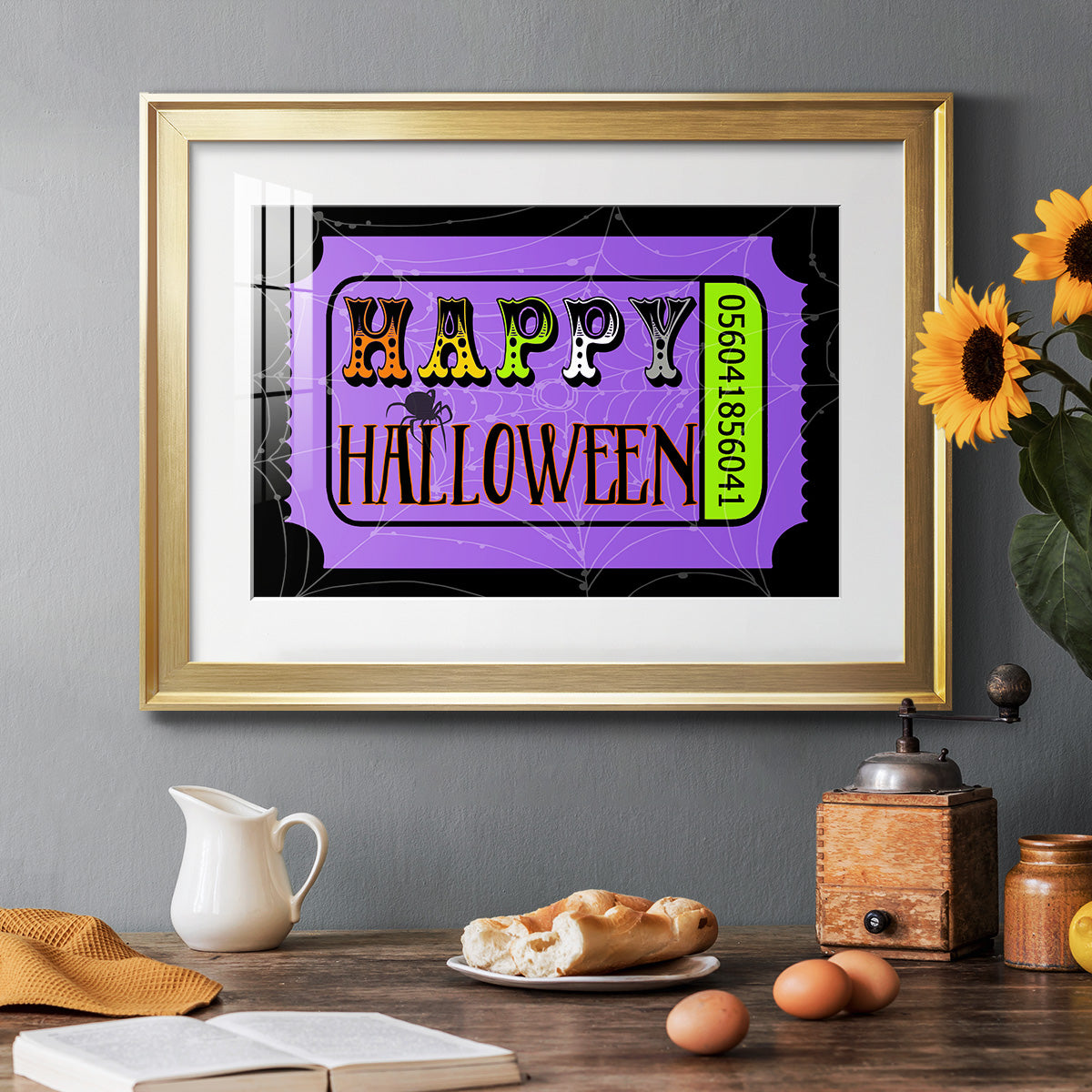 Happy Halloween Ticket - Modern Framed Art Print