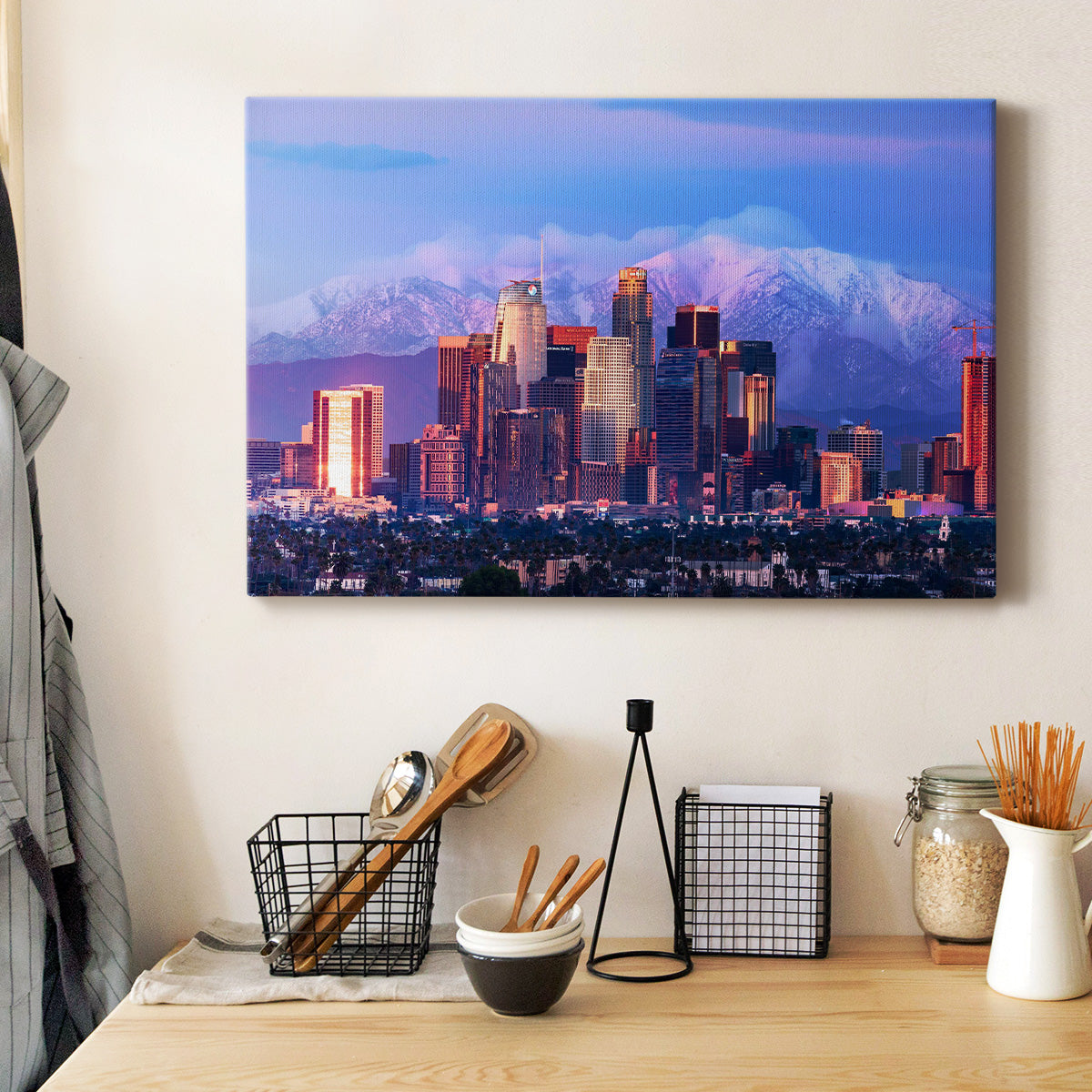 Downtown Los Angeles Skyline with Snow - Canvas Art Print