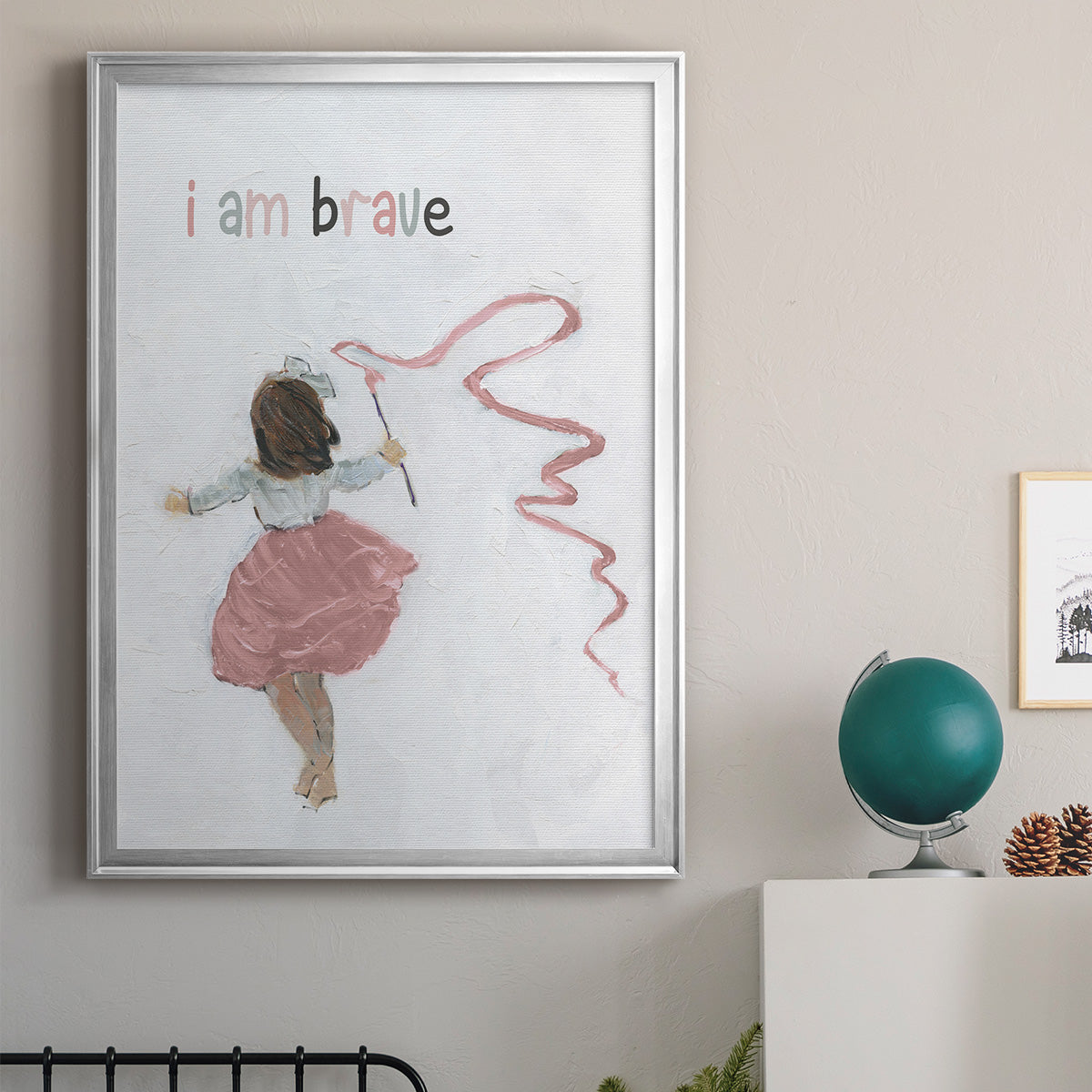 Girl Catching Wind - Modern Framed Canvas Print