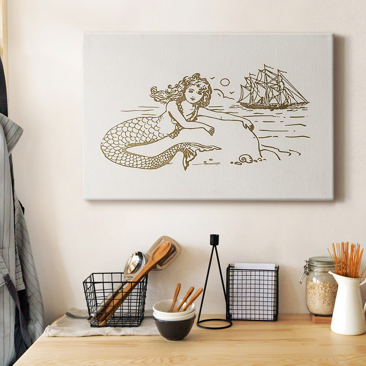 Sunning Mermaid I Premium Gallery Wrapped Canvas - Ready to Hang