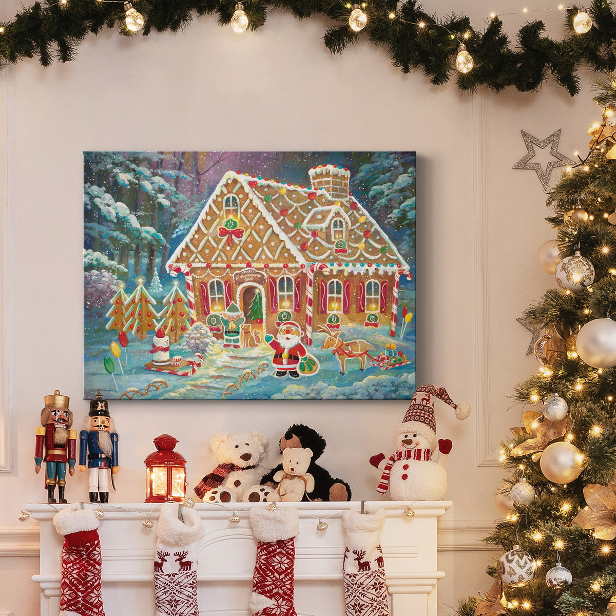 Santa's Ginger Workshop - Premium Gallery Wrapped Canvas  - Ready to Hang