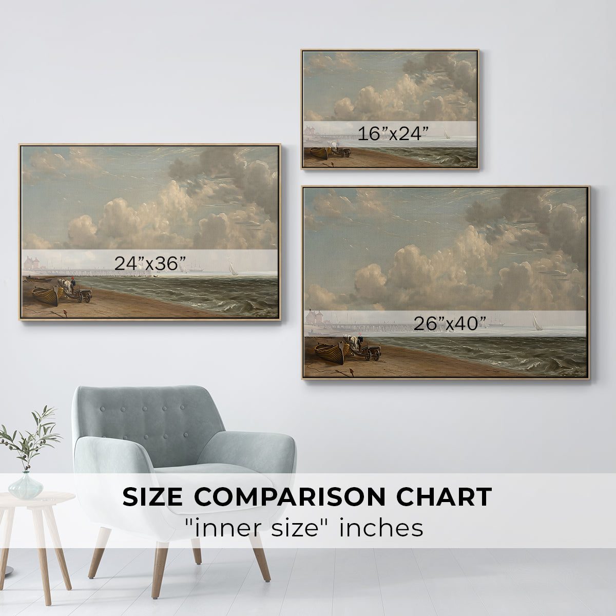 Yarmouth Jetty, 1822 - Floater Framed Canvas Print