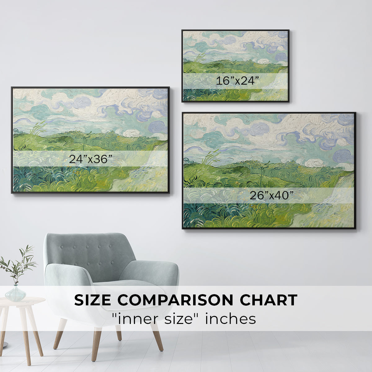 Green Wheat Field, Auvers, 1890 - Floater Framed Canvas Print