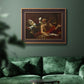 Classical religious painting of Saint Jerome with an angel by Simon Vouet in an ornate bronzed mahogany wood frame displayed in a dark-toned interior setting.