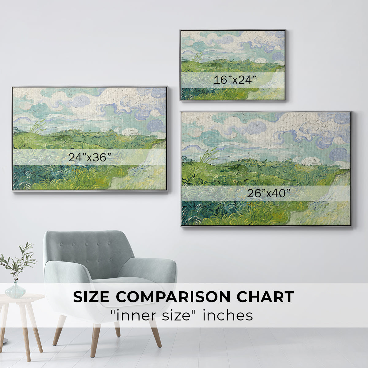 Green Wheat Field, Auvers, 1890 - Floater Framed Canvas Print