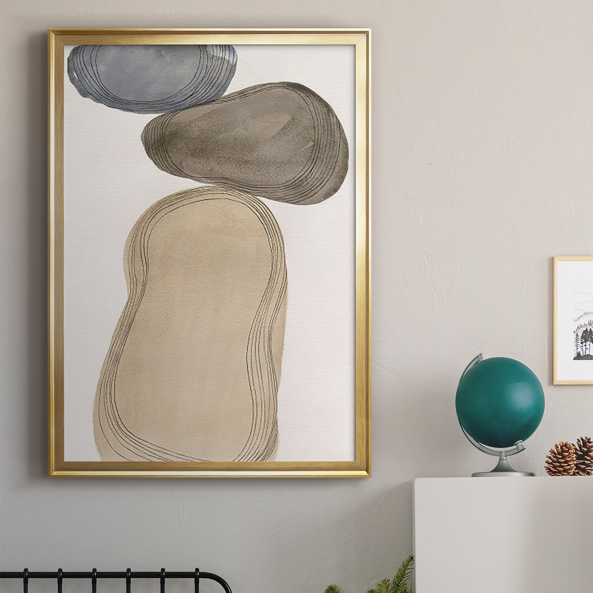 River Rocks Contour I - Modern Framed Canvas Print