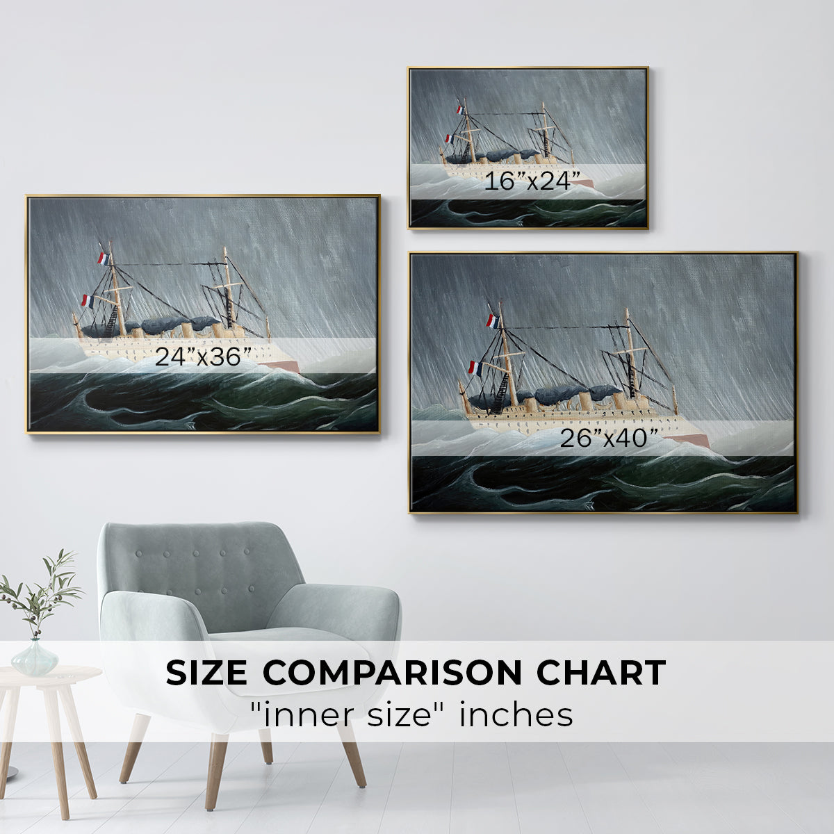 A Ship in the Storm, c. 1899 - Floater Framed Canvas Print