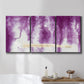 Three-panel canvas wall art featuring saturated abstract color fields, displayed in a bathroom above a bathtub.