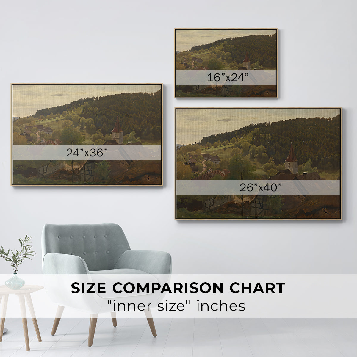 Landscape from Ebersteinburg in Baden, 1876 - Floater Framed Canvas Print