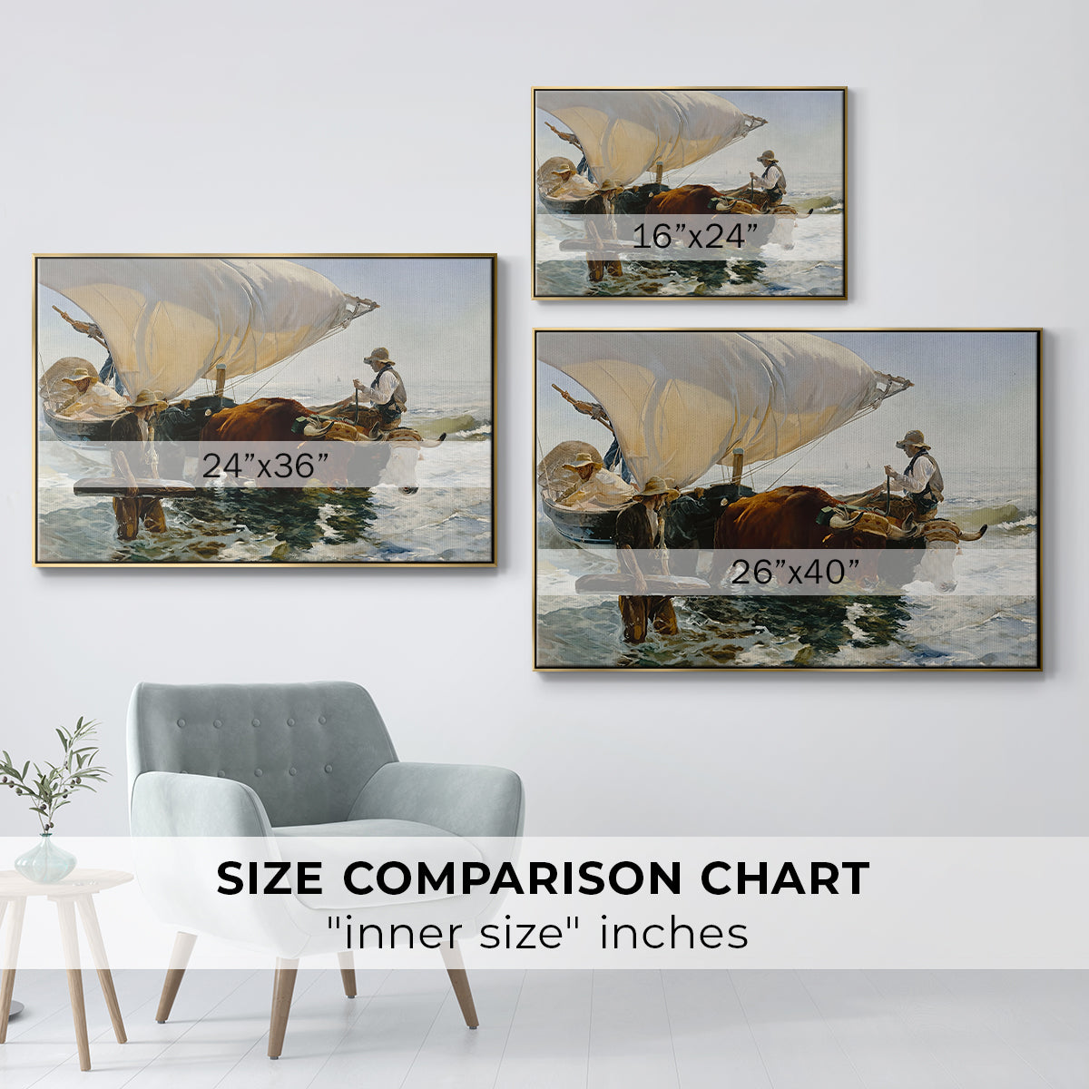 The Return from Fishing: Hauling the Boat, 1894 - Floater Framed Canvas Print