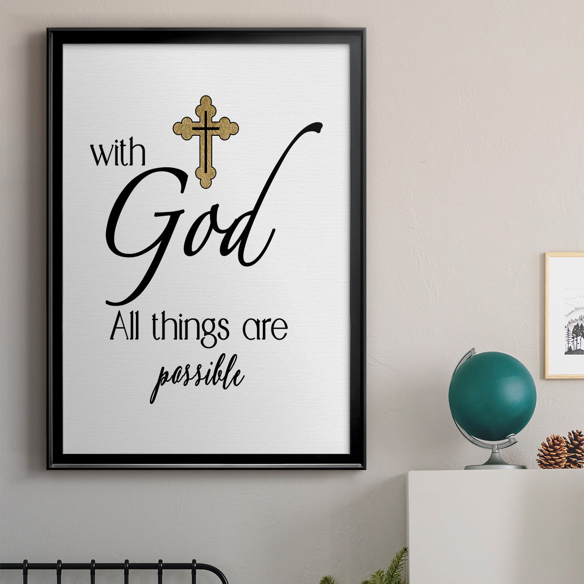 All Things Possible Gold - Modern Framed Canvas Print
