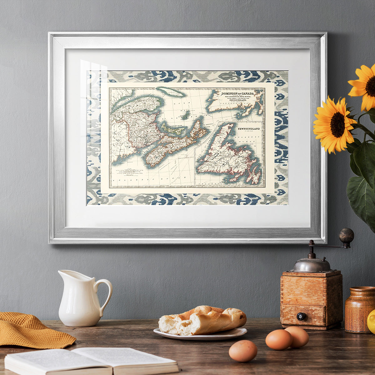 Bordered Map of Canada - Modern Framed Art Print