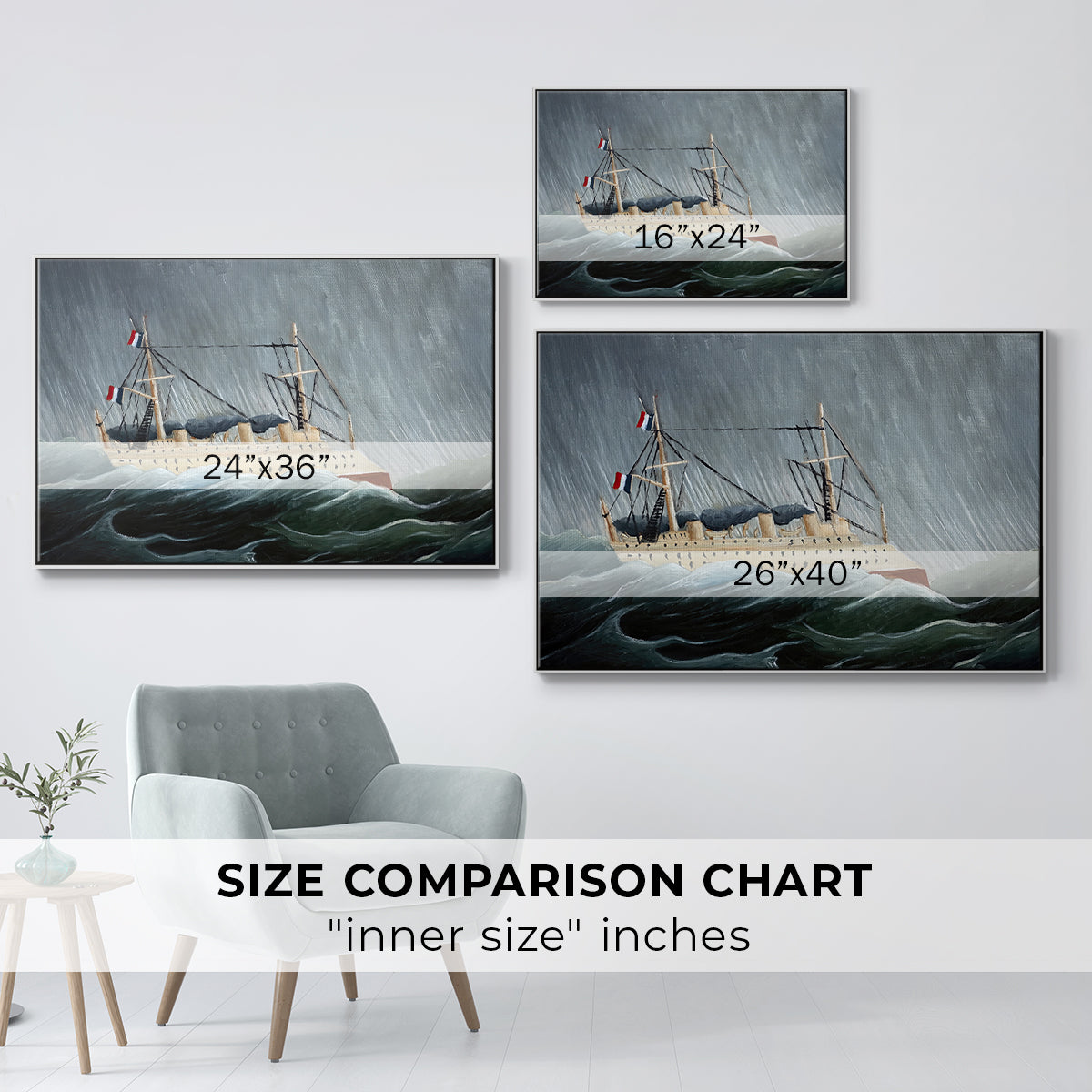 A Ship in the Storm, c. 1899 - Floater Framed Canvas Print