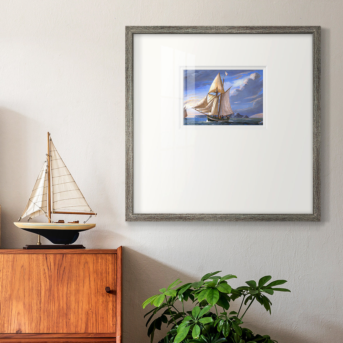 Sail Boat Clouds Premium Framed Print Double Matboard