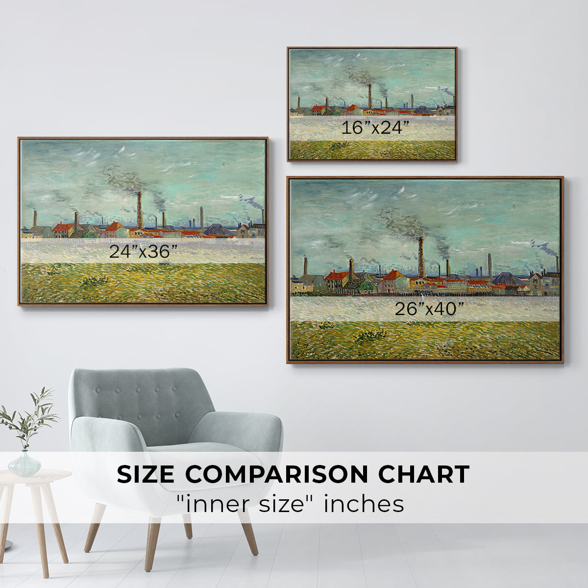 Factories at Clichy, 1887 - Floater Framed Canvas Print