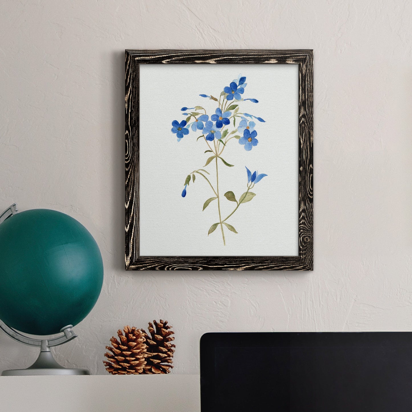 Blue Blossom Botanical II - Premium Canvas Framed in Barnwood - Ready to Hang