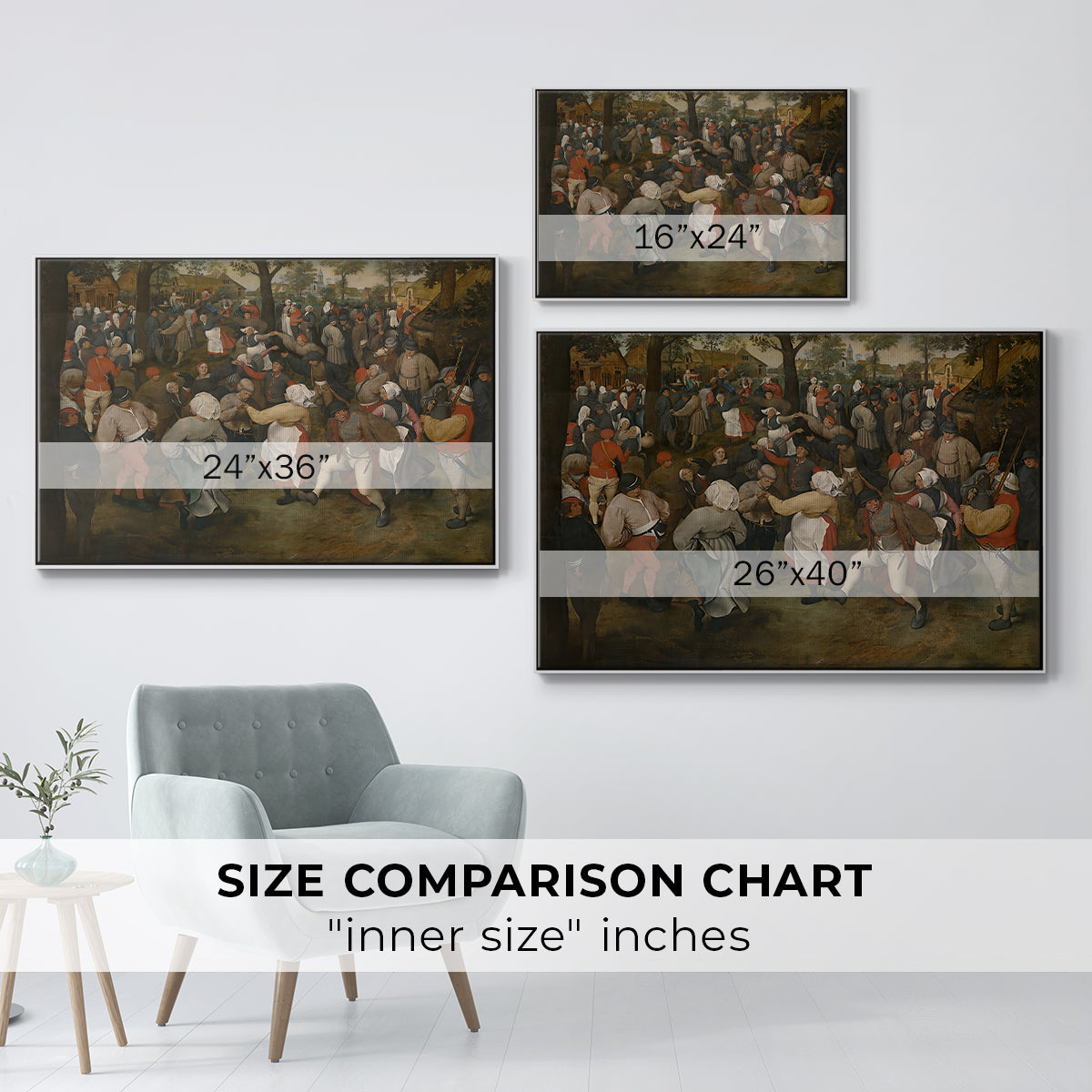 The Wedding Dance, c. 1566 - Floater Framed Canvas Print
