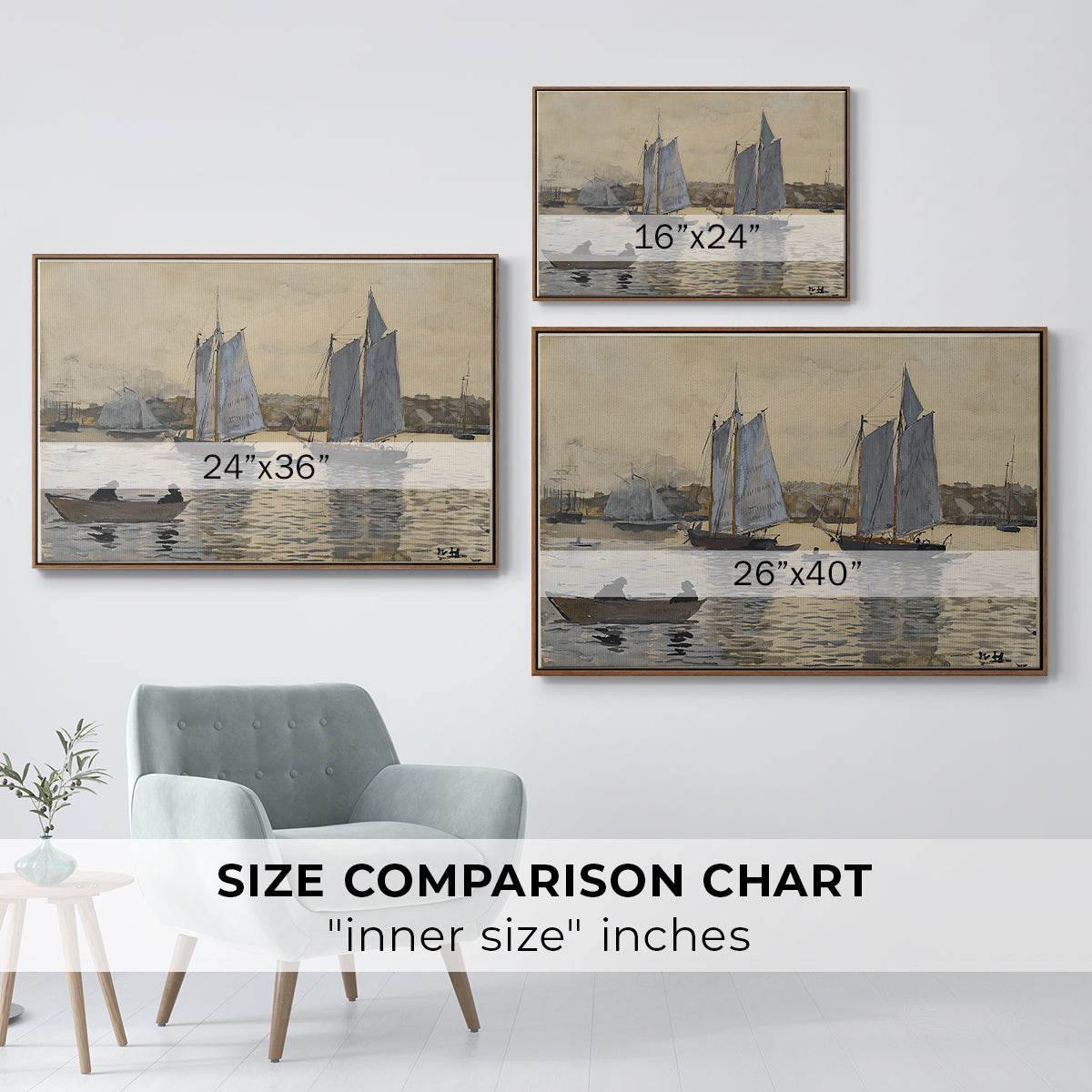 Two Schooners, Gloucester, c. 1880 - Floater Framed Canvas Print