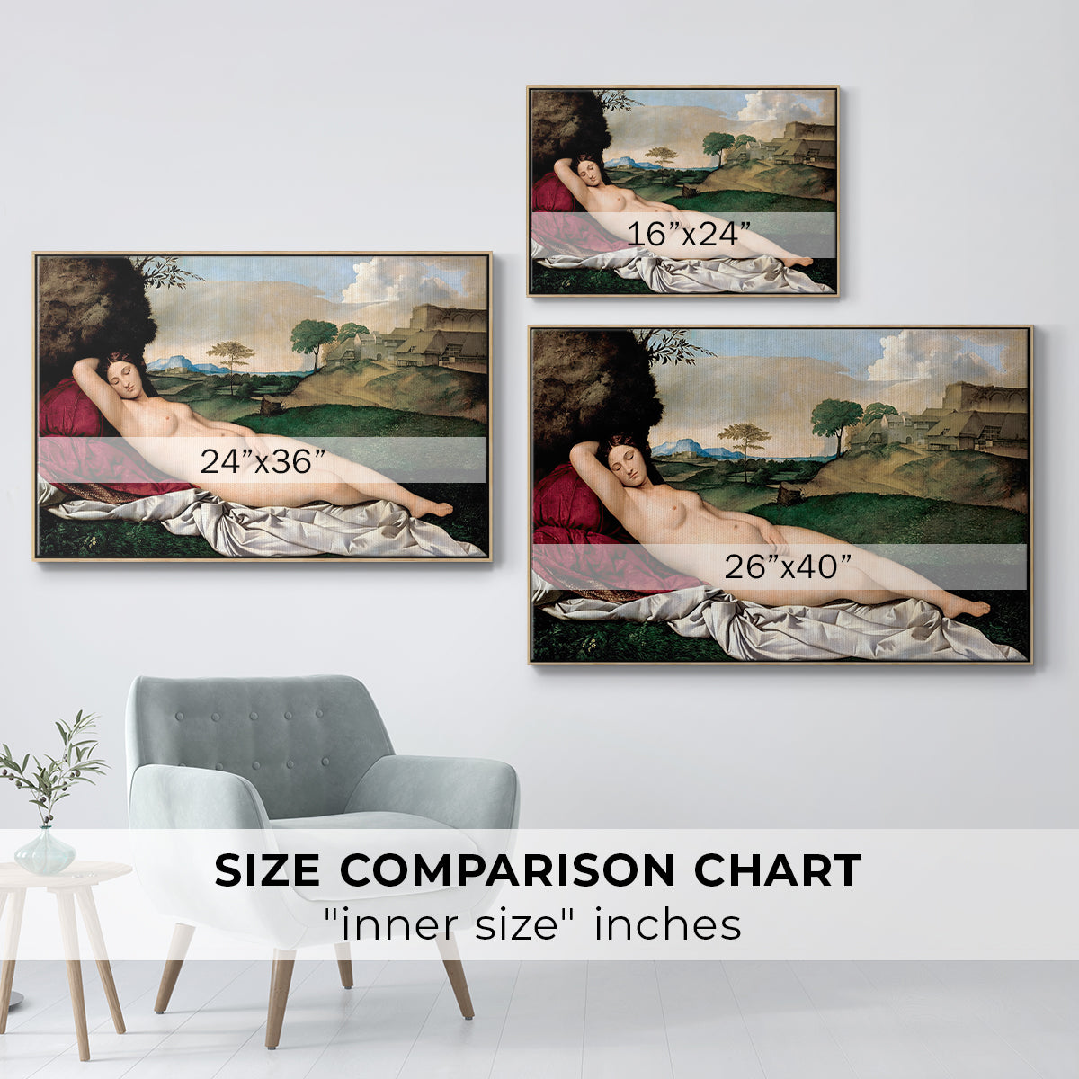 Sleeping Venus, c. 1510 - Floater Framed Canvas Print