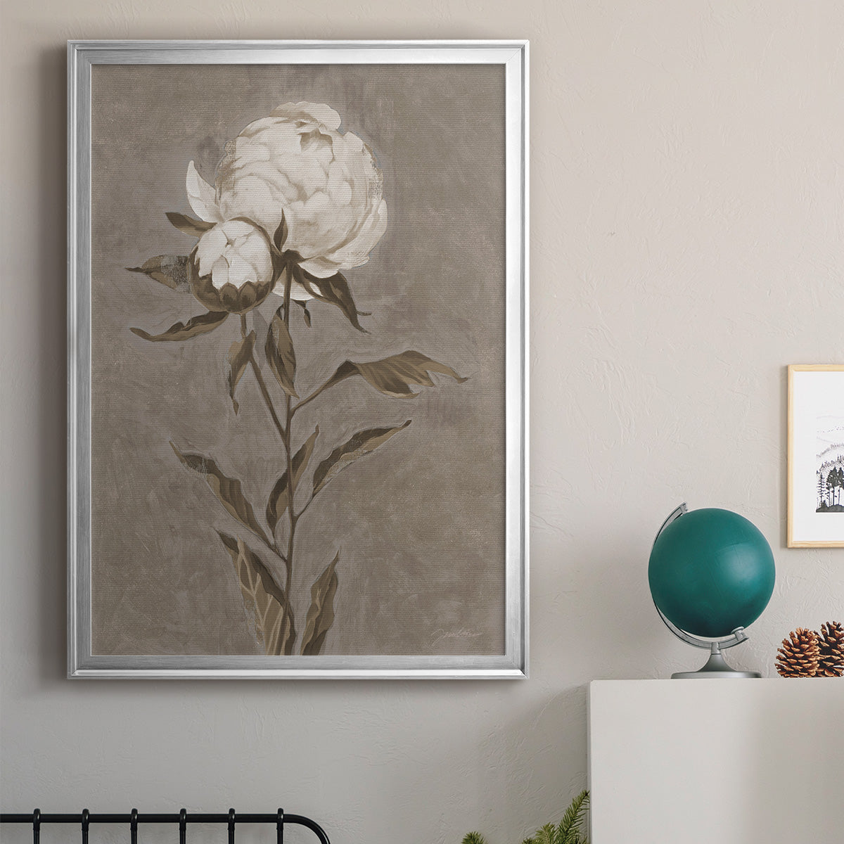 Pretty As A Peony II - Modern Framed Canvas Print