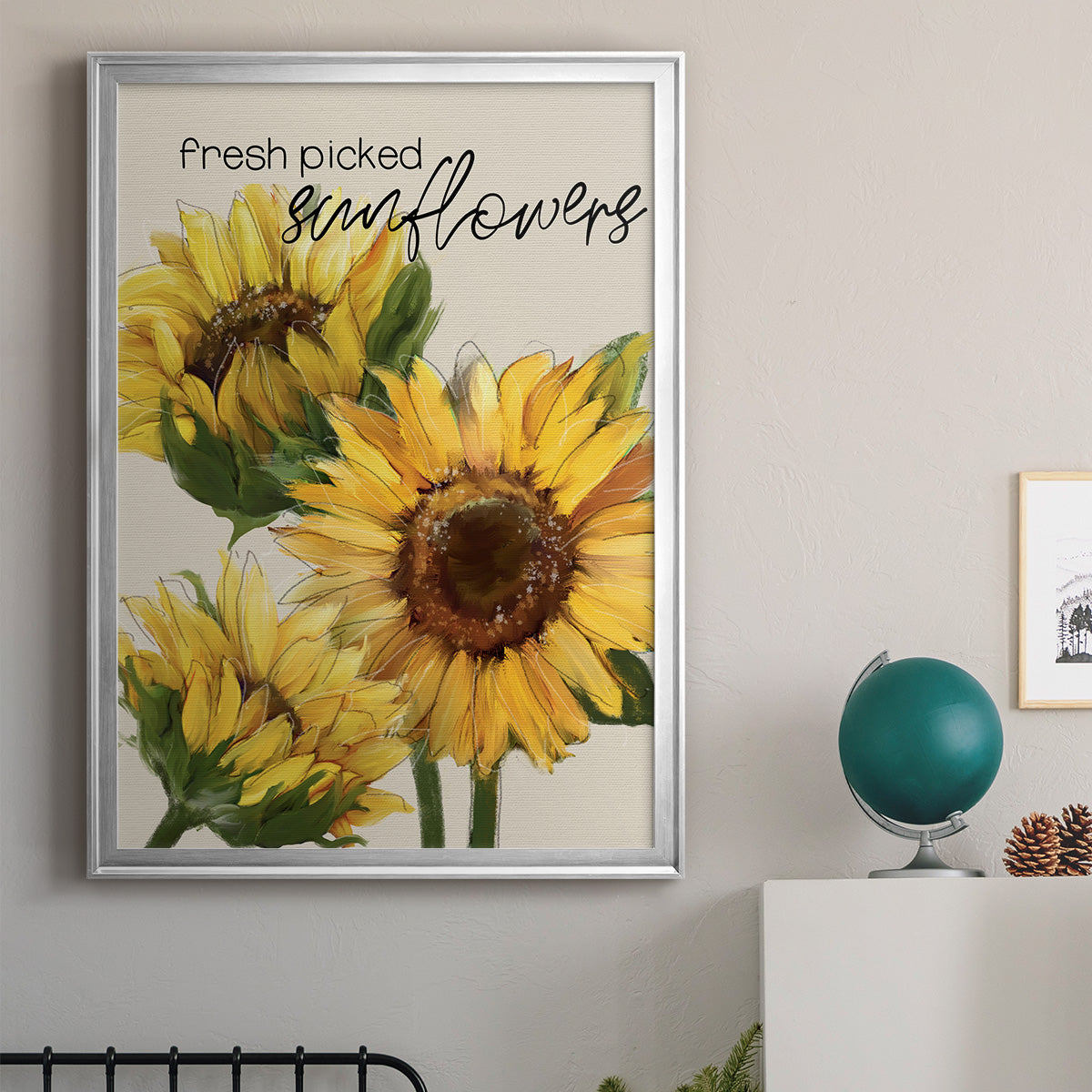 Fresh Picked Sunflowers - Modern Framed Canvas Print