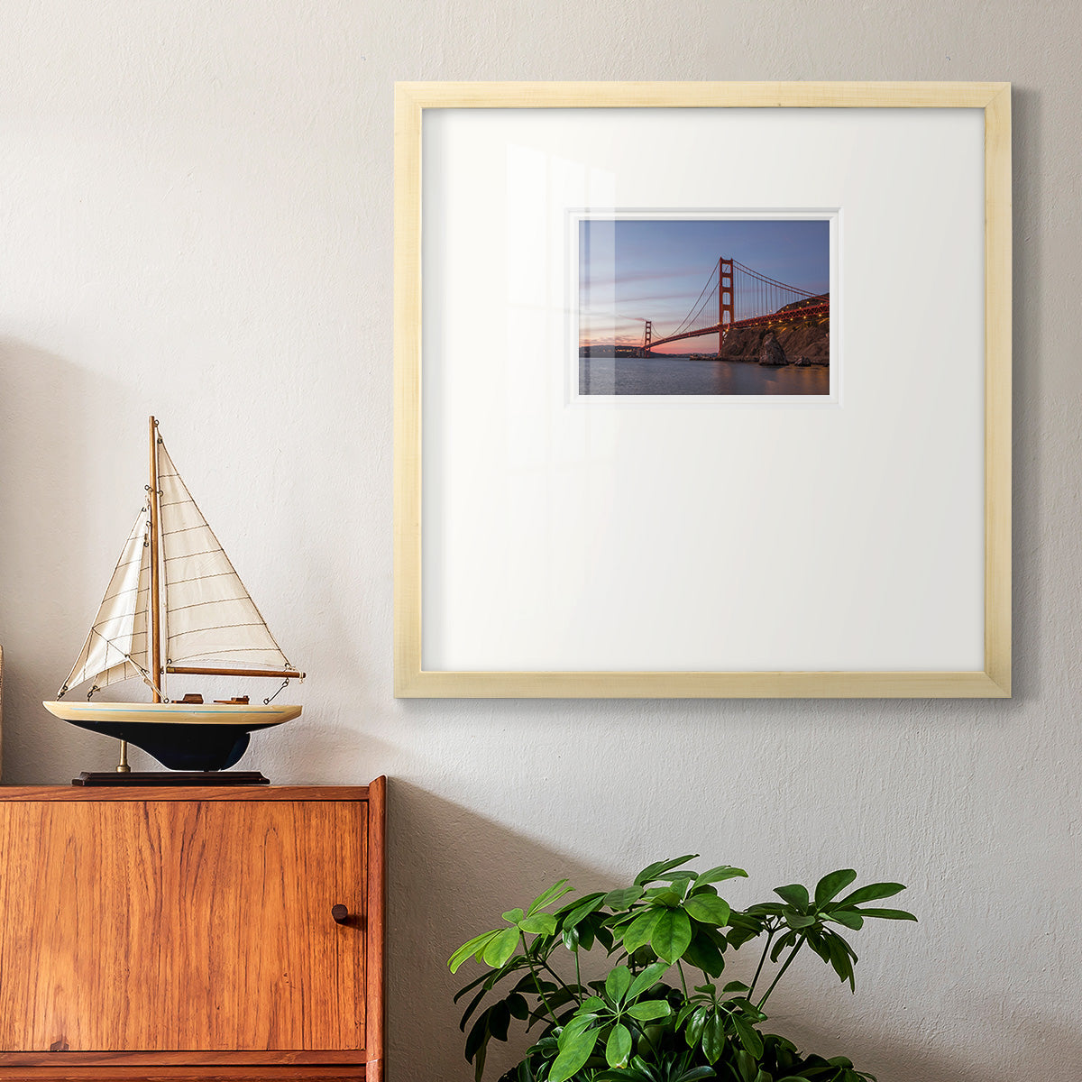 Golden Gate Span Premium Framed Print Double Matboard