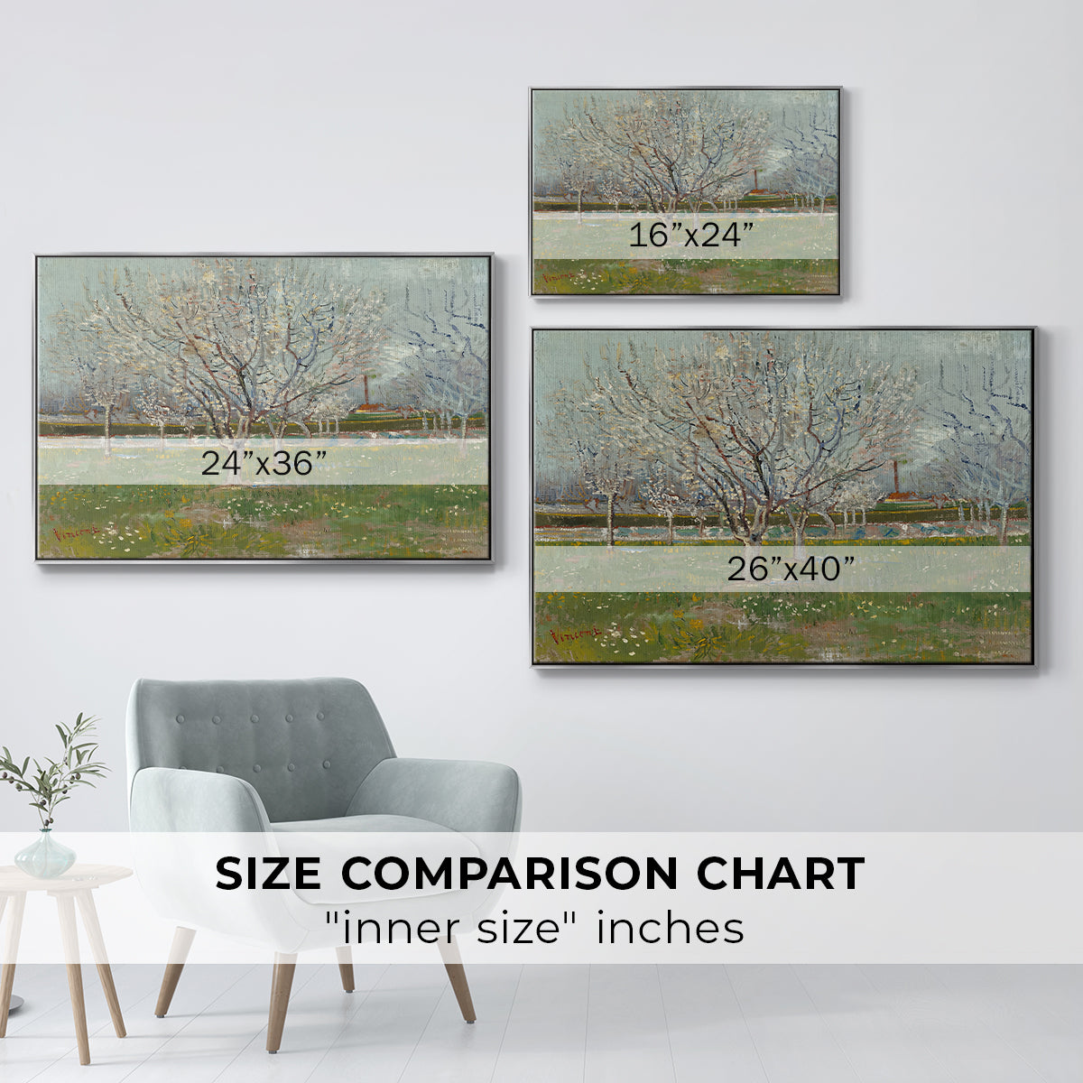 Orchard in Blossom (Plum Trees), 1888 - Floater Framed Canvas Print