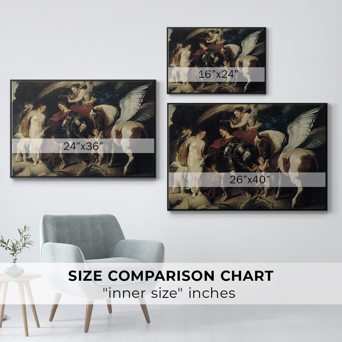 Perseus and Andromeda, c. 1620 - Floater Framed Canvas Print