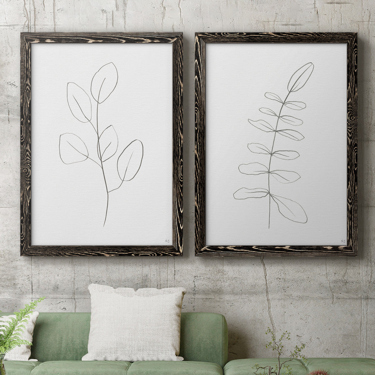 Botanical Gesture III - Premium Framed Canvas 2 Piece Set - Ready to Hang